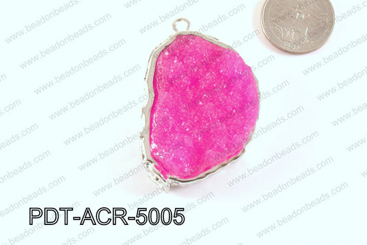 Acrylic Imitation Druzy Pendant Hot Pink 40-50mm PDT-ACR-5005