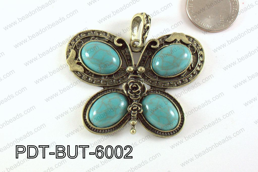 Butterfly Pendant Bronze with Acrylic 46x60mm PDT-BUT-6002