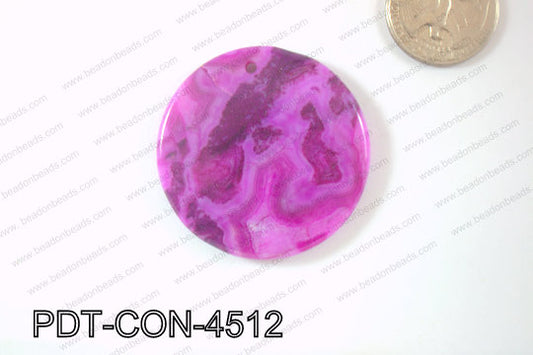 Crazy Lace Agate Pendant Coin Purple 45mm PDT-CON-4512