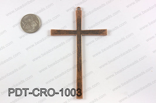 Pewter cross pendant 65X100 mm, copper PDT-CRO-1003