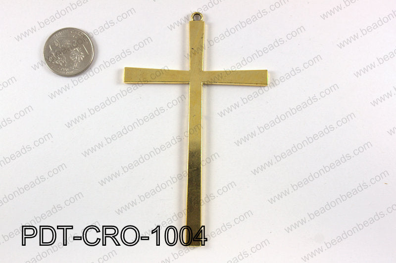 Pewter cross pendant 65X100 mm, gold PDT-CRO-1004