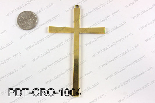 Pewter cross pendant 65X100 mm, gold PDT-CRO-1004