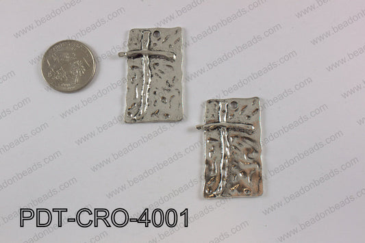 Pewter cross pendant 23x40 mm, silver PDT-CRO-4001