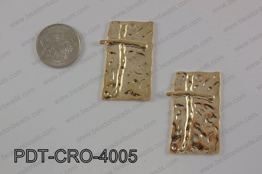 Pewter cross pendant 23x40 mm, rose gold PDT-CRO-4005