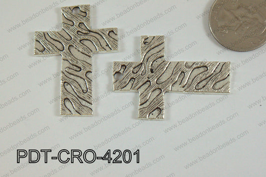 Metal Cross Pendant Silver 42x30mm PDT-CRO-4201