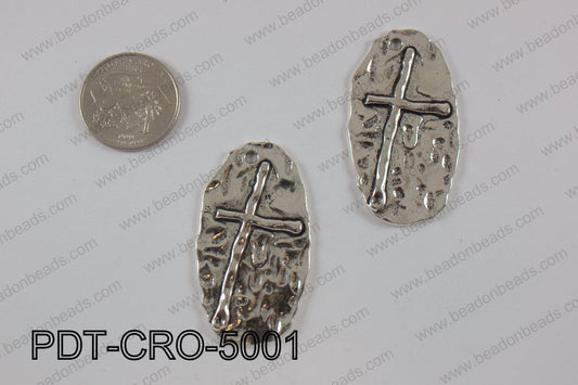 Pewter cross pendant 25X50 mm, silver PDT-CRO-5001