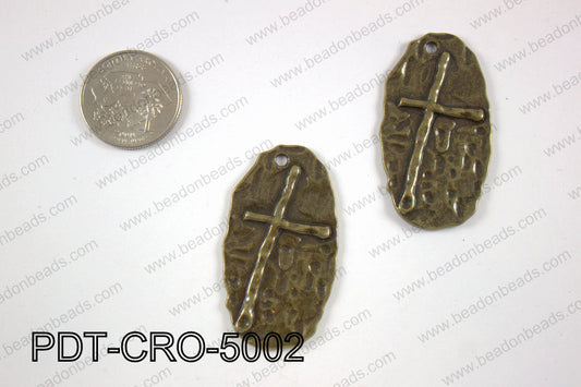 Pewter cross pendant 25X50 mm, brass PDT-CRO-5002