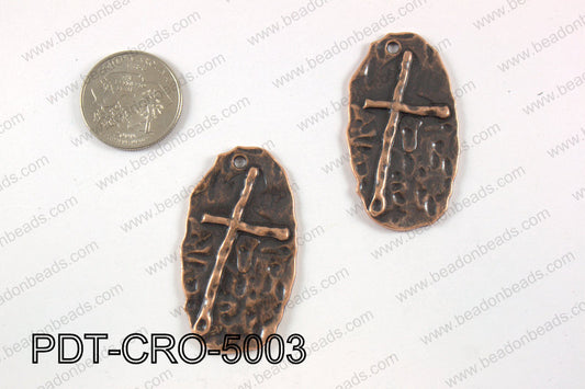 Pewter cross pendant 25X50 mm, copper PDT-CRO-5003