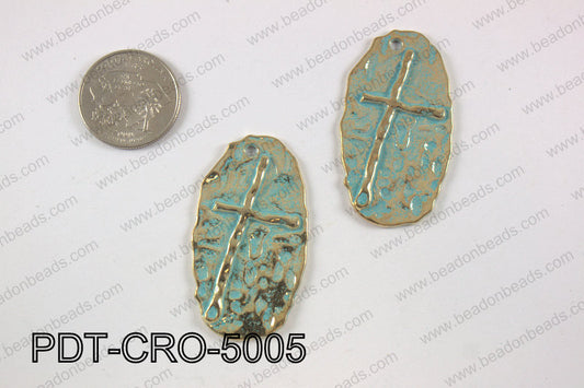 Pewter cross pendant 25X50 mm, patina finish PDT-CRO-5005