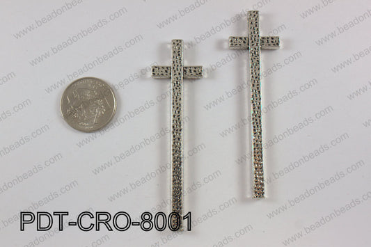Pewter cross pendant 20X80 mm, silver PDT-CRO-8001