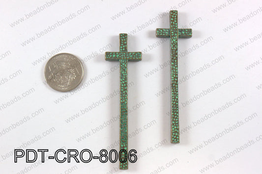 Pewter cross pendant 20X80 mm, patina finish PDT-CRO-8006
