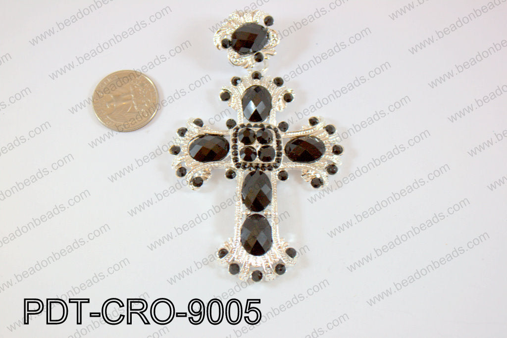 Cross pendant 90x60mm Black PDT-CRO-9005