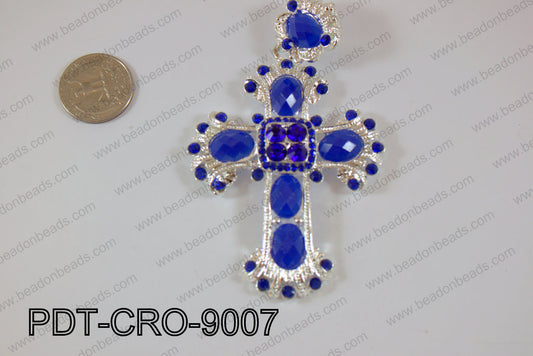 Cross pendant 90x60mm blue PDT-CRO-9007