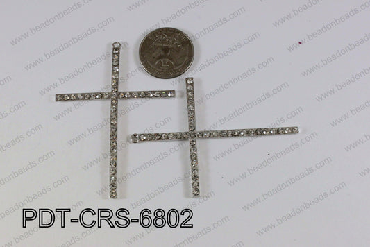 Pendant with rhinestones cross dark silver 51x68mm PDT-CRS-6802