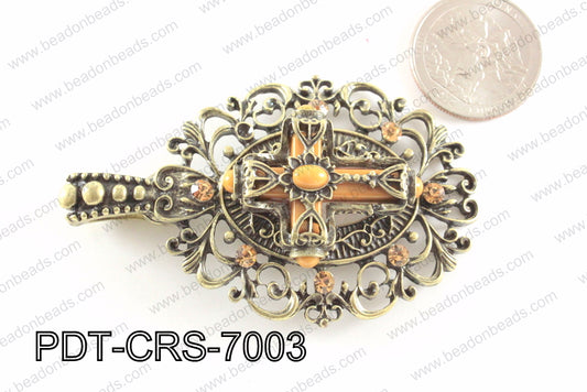 Cross Pendant with Rhinestone 46x70mm PDT-CRS-7003