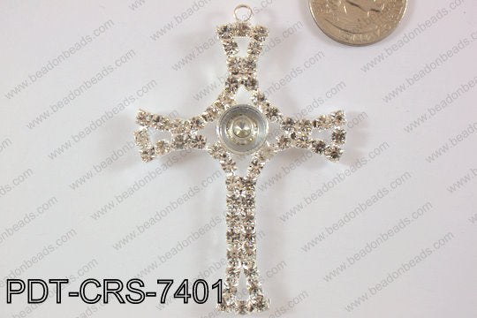 Cross Pendant with Turning crystal 52x74mm PDT-CRS-7401