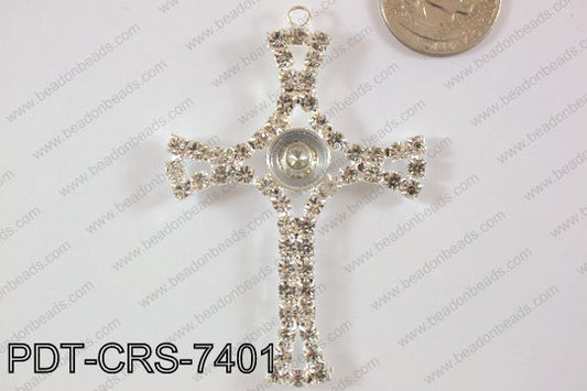 Cross Pendant with Turning crystal 52x74mm PDT-CRS-7401