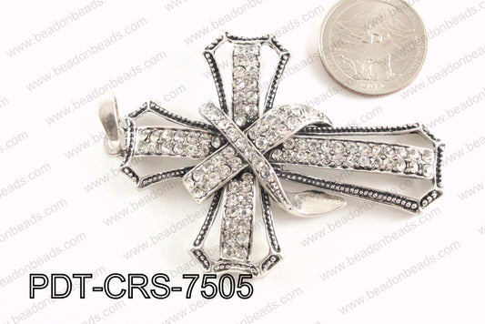 Cross Pendant with Rhinestone 52x75mm PDT-CRS-7505