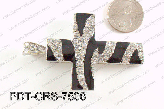 Cross Pendant with Rhinestone 48x75mm PDT-CRS-7506