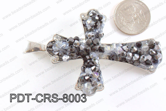 Cross Pendant with Crystal Mixed 55x80mm PDT-CRS-8003