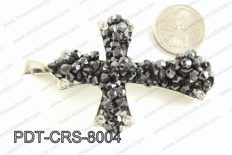 Cross Pendant with Crystal 55x80mm PDT-CRS-8004