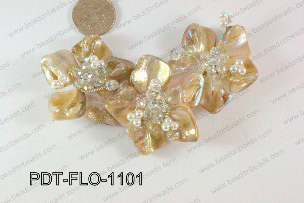 Flower Pendant Beige 110x70mm PDT-FLO-1101