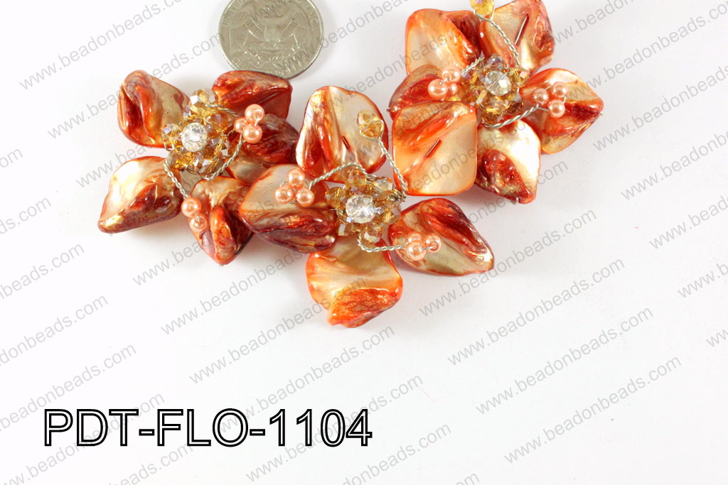 Flower Pendant orange 110x70mm PDT-FLO-1104