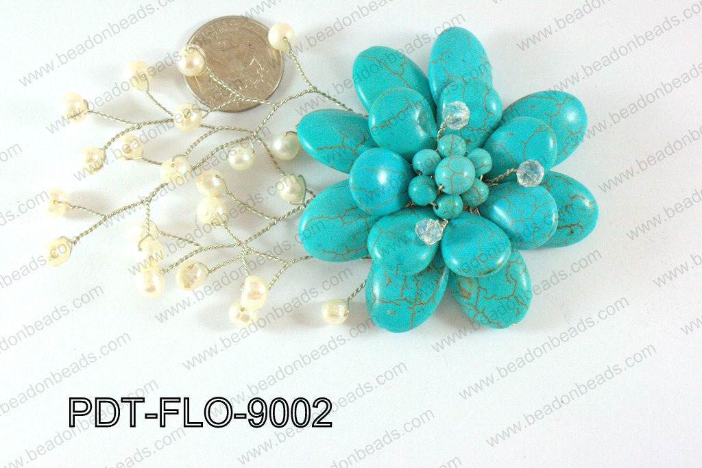 Flower Pendant Tuquoise 90x70mm PDT-FLO-9002