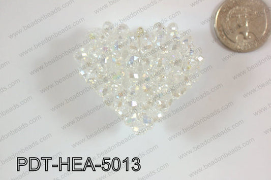 Angelic Crystal Heart Pendant 6mm Rondels 45x50mm Clear Ab PDT-H