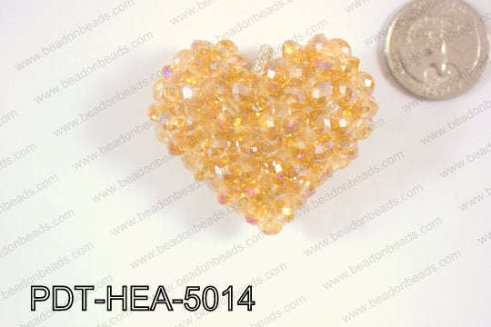 Angelic Crystal Heart Pendant 6mm Rondels 45x50mm Orange AB PDT-
