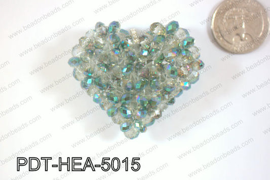 Angelic Crystal Heart Pendant 6mm Rondels 45x50mm Blue tint PDT-