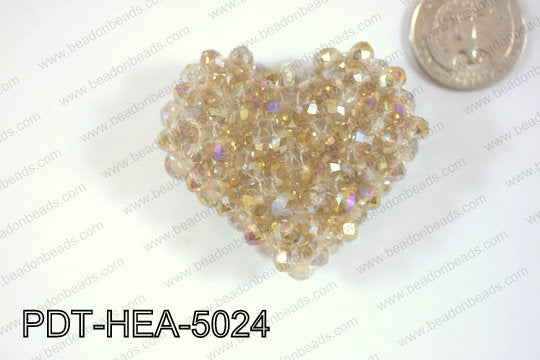 Angelic Crystal Heart Pendant 6mm Rondels 45x50mm Yellow ABPDT-H