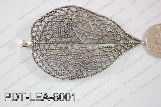 Metal Pendant Leaf 10pcs 80x50mm PDT-LEA-8001