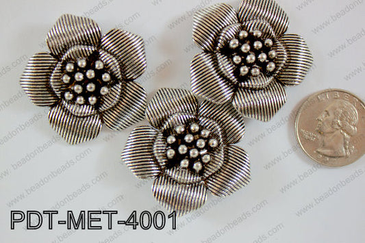 Metal Pendant Flower 15pcs 40mm PDT-MET-4001