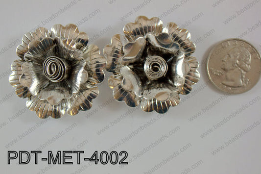 Metal Pendant Flower 10pcs 40mm PDT-MET-4002