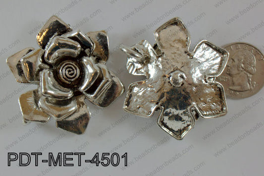 Metal Pendant Flower 10pcs 45mm PDT-MET-4501
