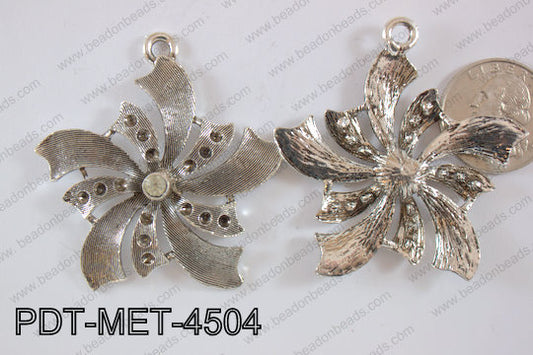 Metal Pendant Flower 12pcs 45mm PDT-MET-4504
