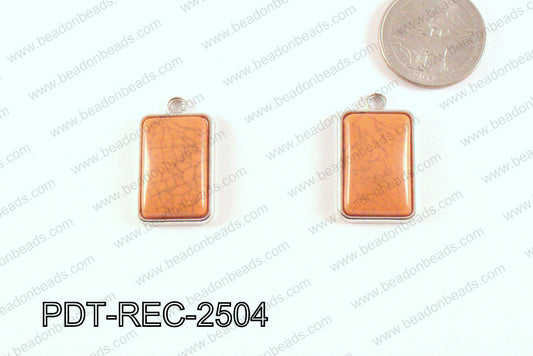 Metal Rectangle Pendant Orange 18x25mm PDT-REC-2504