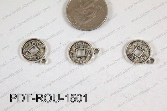 Coin Pendant Silver 15mm PDT-ROU-1501