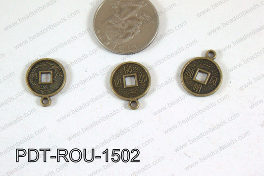Coin Pendant Bronze 15mm PDT-ROU-1502