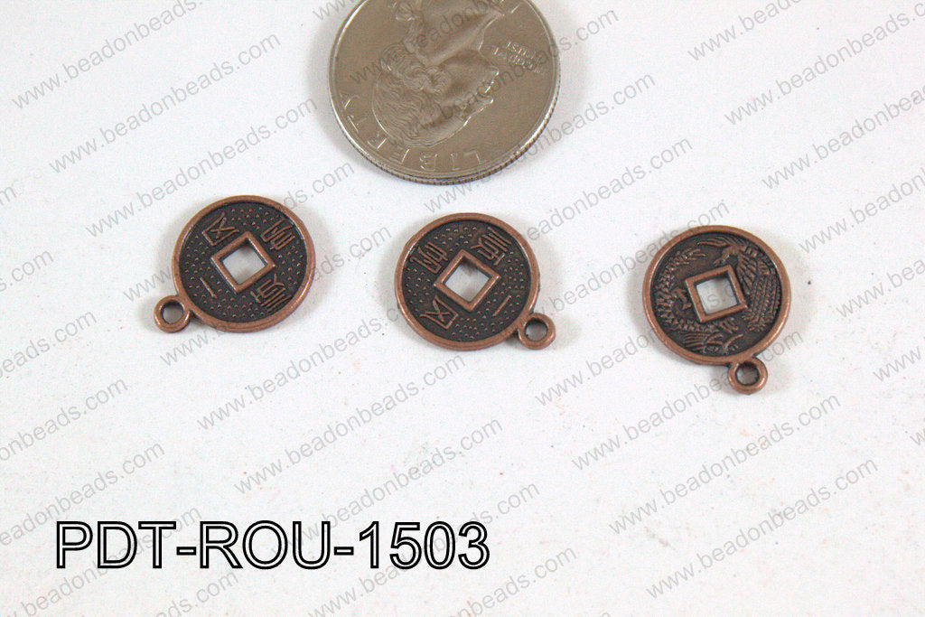Coin Pendant Copper 15mm PDT-ROU-1503