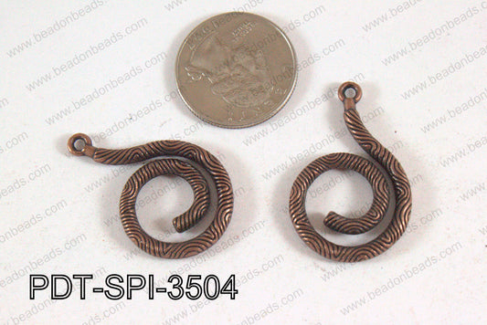 Spiral Pendant Copper 35x22mm PDT-SPI-3504