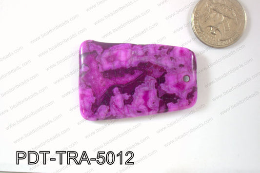 Crazy Lace Agate Pendant Trapezoid Purple 35x50mm PDT-TRA-5012