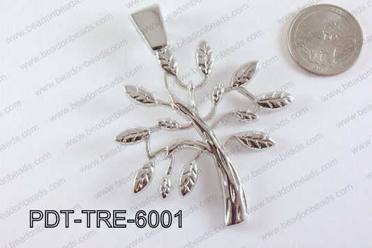 Metal Tree Pendant Silver 58x60mm PDT-TRE-6001