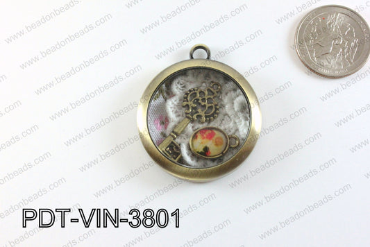 Vintage Metal Pendant 38mm PDT-VIN-3801
