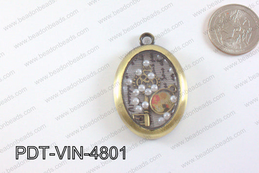 Vintage Metal Pendant 32x48mm PDT-VIN-4801
