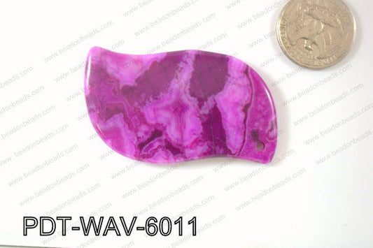 Crazy Lace Agate Pendant Wave Purple 60x35mm PDT-WAV-6011