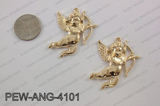 Pewter angel pendant light gold 35x41mmPEW-ANG-4101