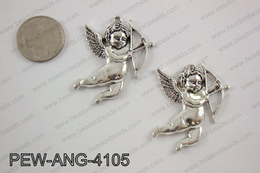 Pewter angel Pendant silver 35x41mmPEW-ANG-4105