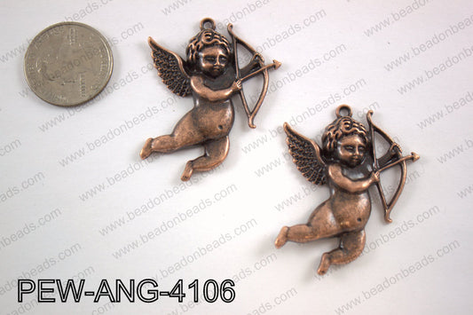 Pewter angel pendant copper 35x41mmPEW-ANG-4106